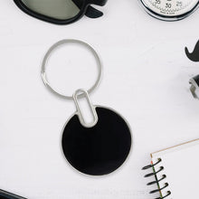 Sleek Black Round Metal Keychain (1 Pc)