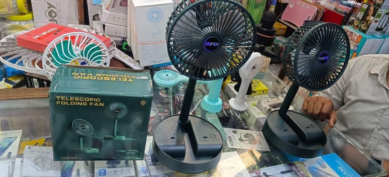 Fan - Height Adjustable Telescopic Rechargeable Standing Fan Rechargeable Pedestal Fan