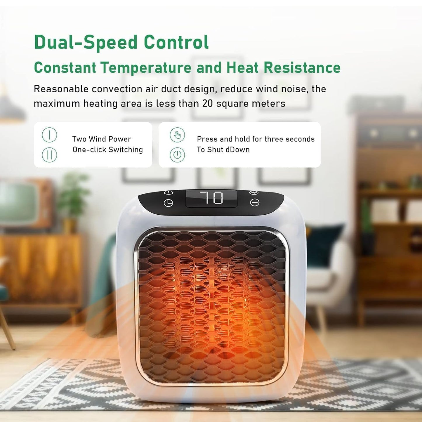 Portable Turbine Heater | Mini Room Heater for Winter