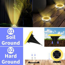 4 Pack Solar Ground Lights, LED Solar Powered Disk Lights Outdoor Waterproof Garden Landscape Lighting for Yard Deck Lawn Pathway Walkway Balcony Decoration
