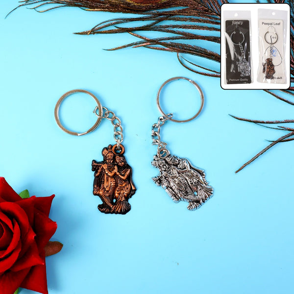 Radha Krishna Metal Keychain Set (2 Pc Mix Design)